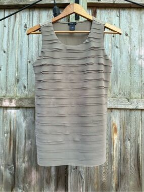 Ann Taylor Taupe Layered Ruffle Tank